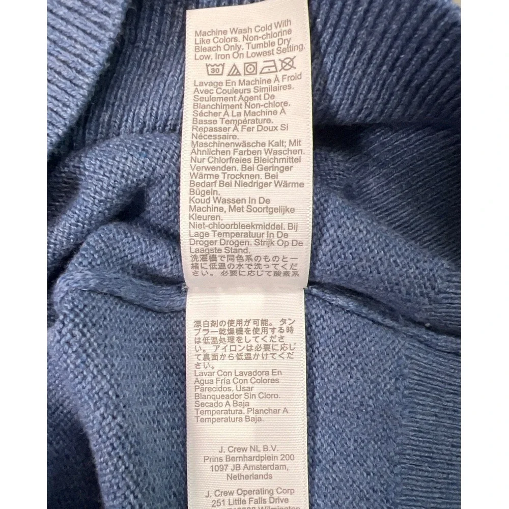 J.Crew Cotton Quarter Zip Sweater Heather Blue Mock Neck Pullover Mens L NWT